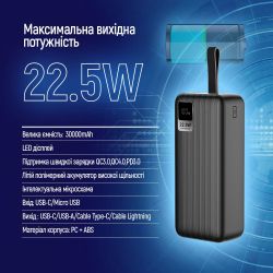    ColorWay Digital Display 30000mAh Black (CW-PB300LPC5BK-PDD) -  9