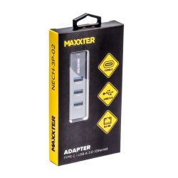 ,  Type-C  Gigabit Ethernet, 3 Ports USB 3.0, 1000 Mbps, , - Maxxter NECH-3P-02 -  3