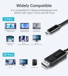   USB-C  DisplayPort, 8K 30 , 1,8  Choetech XCP-1803-BK -  3