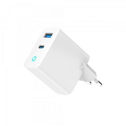  , 1USB-A (QC3.0 18W) + 1xType-C (PD 65W),  Gembird TA-UC-PDQC65L-W-01 -  2