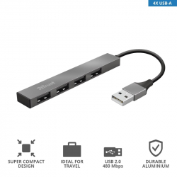 TRUST 4-  Halyx Aluminium Mini USB 2 .0 Hub Halyx 4-PORT Mini USB 2.0 Hub -  6