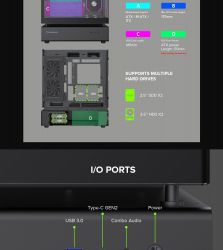 GAMEMAX  ' Midi ATX     X,M-ATX,ITX. (Support BTF),Tempered Glass,Mesh,USB N80 BK -  26