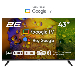 2E  43" LED 4K 60Hz Smart Google TV Black 2E-43A07KU