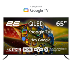  65" 2E QLED 4K 60Hz Smart Google TV Black 2E-65A77Q