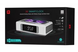 2E  - SmartClock Wireless Charging, Alarm Clock, Bluetooth, FM, USB, AUX White 2E-AS01QIWT -  9