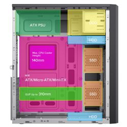  2E TeamX TMX07   2E ATX400W, 2xUSB2.0, 1x80, VGA 310, ATX,  2E-TMX07 -  11