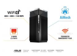 ASUS  ZenWiFi Pro XT12 2PK 2xGE LAN 1x2.5GE LAN 1x2.5GE WAN 1xUSB 3.1 1xUSB 2.0 MU-MIMO OFDMA MESH 90IG06U0-MO3A20 -  8