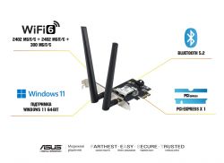 ASUS WiFi- PCE-AXE5400 Bluetooth 5.2 PCI Express WPA3 OFDMA MU-MIMO 90IG07I0-ME0B10 -  2