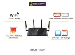 ASUS  RT-BE88U BE7200 4xGE LAN, 3x2.5GE WAN, 1x2.5GE WAN/LAN. 1x10GE WAN/LAN, 1xSFP+, 1xUSB3.2, MESH 90IG08V0-MO3N0V -  2