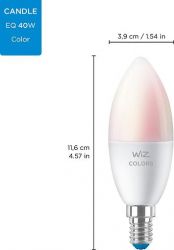   WiZ, E14, 4.9W, 40W, 806Lm, C37, 2200-6500K, RGB, Wi-Fi 929002448802 -  10