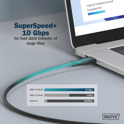  USB-C /, DIGITUS, 1, USB 3.2 Gen2, 10G, 100W, 4K, ,  AK-300342-010-S -  5