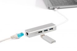  DIGITUS DIGITUS USB-C - USB 3.0 3 Port Hub + Gigabit Ethernet DA-70255 -  5