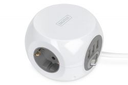   DIGITUS Socket Cube, 3xSchuko 16A, 3xUSB 2.4A, , 1.5m,  Schuko DA-70623