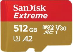 SanDisk  ' microSD 512GB C10 UHS-I U3 R170/W80MB/s Extreme V30 SDSQXAV-512G-GN6MN