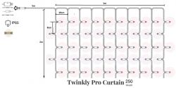 Smart LED  Twinkly Pro Curtain RGBW 250 (10  25), IP65, AWG22 PVC Rubber  TW-PLC-CU-CA-10X25SPP-GR