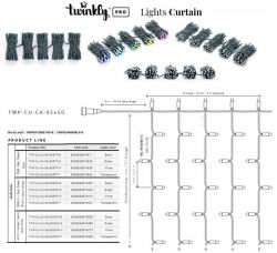 Smart LED  Twinkly Pro Curtain RGB 250, AWG22, IP65,  TWP-CU-CA-05X50STP-G -  5