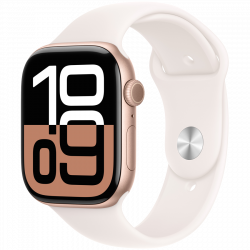 - Apple Watch Series 10 GPS 42mm Rose Gold Alu. Case w. Light Blush Sport Band - S/M (M