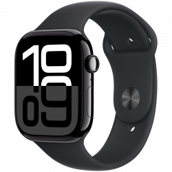 - Apple Watch Series 10 GPS 46mm Jet Black Alu. Case w. Black Sport Band - S/M (MWWP3)