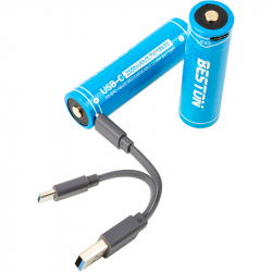  Beston USB Type-C 18650, 3.7V  2500MAH, Li-Ion, 2  (AA620371)