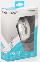  A4Tech Fstyler FB35CS, Icy White, USB,  , , BT+RF (Combo), 1200/1600/2000/2400 dpi, 125 Hz, 6 ,  Li  -  6