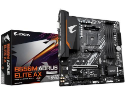 . AM4 (B550) Gigabyte B550M AORUS ELITE AX, B550, 4xDDR4, Int.Video(CPU), 4xSATA3, 2xM.2, 1xPCI-E 4.0 x16, 1xPCI-E 3.0 x16, 1xPCI-E 3.0 x1, ALC887, GLan, WiFi 6E, Bluetooth 5.3, 6xUSB3.2/6xUSB2.0, DVI-D/HDMI, MicroATX