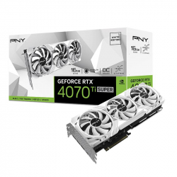 ³ GeForce RTX 4070 Ti SUPER, PNY, VERTO OC (White Edition), 16Gb GDDR6X, 256-bit, HDMI/3xDP, 2655/21000 MHz, 16-pin (VCG4070TS16TFWXPB1-O)