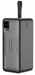    50000 mAh, ColorWay, Black, 22.5 , 1xType-C (PD3.0) / 1xUSB (QC4.0), .  Type-C / Lightning,  LED  (CW-PB500LPC5BK-PDD)