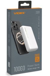    10000 mAh, Videx VPB-331, White, 20 , 1xType-C (PD3.0) /  (15 ), LED   (VPB-331-W)