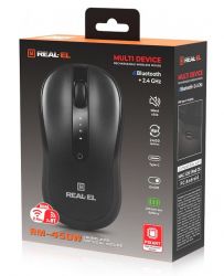  REAL-EL RM-450W Rechargeable Wireless, Black, , Type-C, BT, , 2400 dpi, 3  -  9