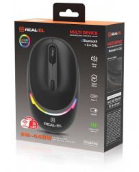  REAL-EL RM-440W Rechargeable Wireless, Black, , Type-C, BT, RGB, , 1600 dpi, 3  -  9