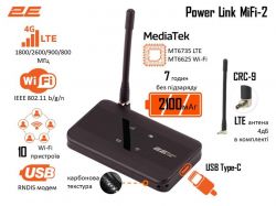   4G 2E PowerLink MiFi 2, Black, USB, microSIM, WiFi b/g/n (2.4 GHz), 2100 mAh, 512Mb LPDDR2 / 2Gb eMMC, 1xCRC-9