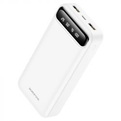    20000 mAh, Borofone BJ14A "Freeway", White, 2xUSB / Type-C, LED   