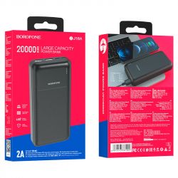    20000 mAh, Borofone BJ16A "Cube", Black, 2xUSB / Type-C, LED    -  5