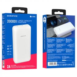    20000 mAh, Borofone BJ16A "Cube", White, 2xUSB / Type-C, LED    -  4