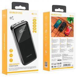    20000 mAh, Borofone BJ17A "Mike", Black, 2xUSB / Type-C, LED   -  4