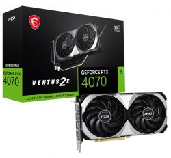  GeForce RTX 4070, MSI, VENTUS 2X OC, 12Gb GDDR6X, 192-bit, HDMI/3xDP, 2520/21000 MHz, 8-pin (RTX 4070 VENTUS 2X 12G OC)