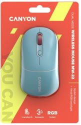   Canyon MW-22, Dark Cyan, Bluetooth / USB 2.4 GHz, , 800 - 1600 dpi, 6 , RGB , 650 mAh (CNS-CMSW22DC) -  6