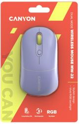   Canyon MW-22, Mountain Lavender, Bluetooth / USB 2.4 GHz, , 800 - 1600 dpi, 6 , RGB , 650 mAh (CNS-CMSW22ML) -  6