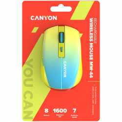   Canyon MW-44, Yellow/Blue, Bluetooth / USB 2.4GHz, , 800 - 1600 dpi, 8 ,  500 mAh (CNS-CMSW44UA) -  5