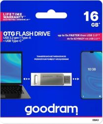 USB 3.2 / Type-C Flash Drive 16Gb Goodram ODA3, Silver (ODA3-0160S0R11) -  5