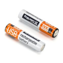  AAA, 590 mAh, ColorWay, 2 , 1.5V, Type-C (5V, 250 mA), Li-Pol (CW-UBAAA-09) -  2