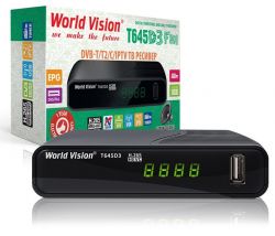 TV-   World Vision T645D3 FM, Black, H.265, AC3. DolbyDigital, DVB-T2/T/C, FM , IPTV, DLNA, Stalker,  , , 2USB,   , CPU-GX6706       644xx  645 -  3