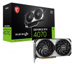 ³ GeForce RTX 4070, MSI, VENTUS 2X E1 OC, 12Gb GDDR6X, 192-bit, HDMI/3xDP, 2520/20000 MHz, 8-pin (RTX 4070 VENTUS 2X E1 12G OC)