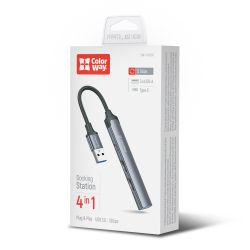  USB 3.0, ColorWay "4-in-1", Dark Grey, 1xType-C, 1xUSB 3.0, 2xUSB 2.0,   (CW-HUB05) -  2